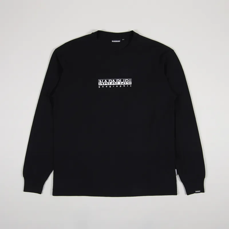 Napapijri Mens Graphic S-Box Logo Long Sleeve T Shirt Black