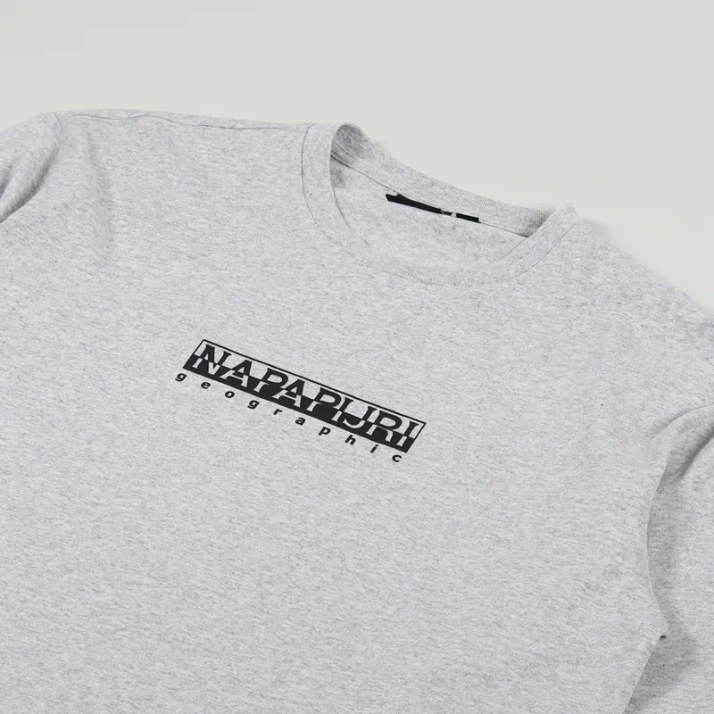 送料込★NAPAPIJRI★ S-Box 3 長袖Tシャツ Napapijri Mens S-Box Logo Long Sleeve T Shirt Light Grey Melange