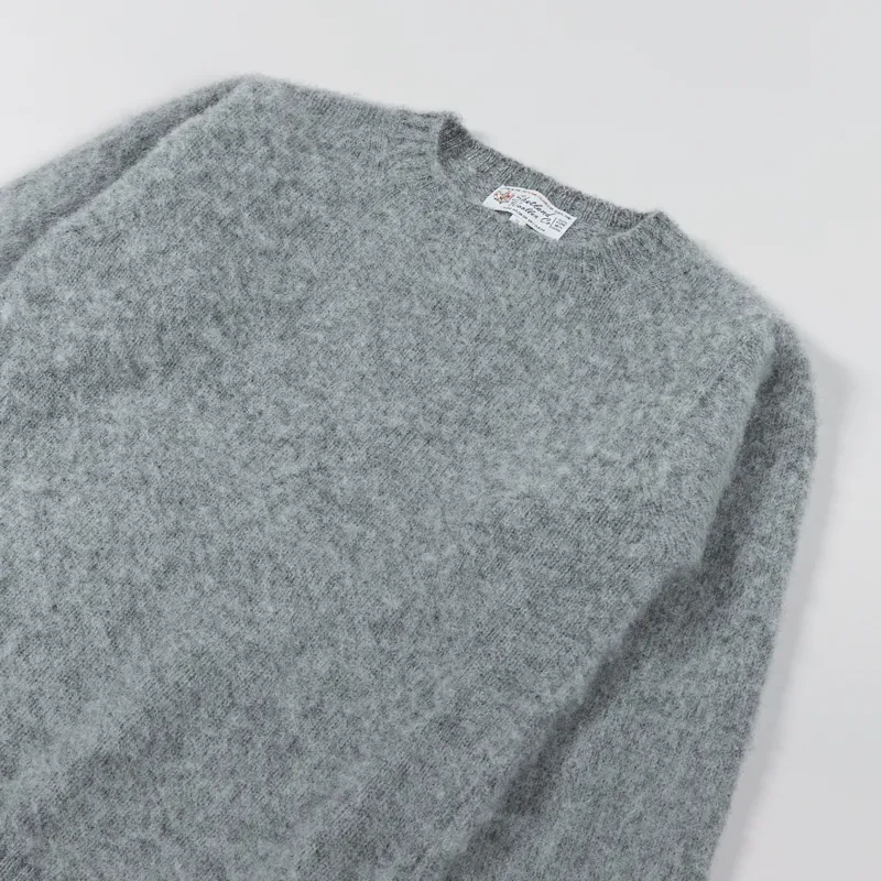 Shetland Woollen Co. Shaggy Knit Crew Neck Sweater Steel-2