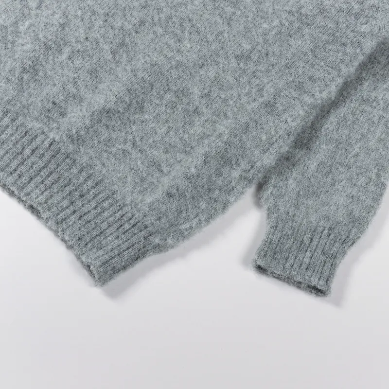 Shetland Woollen Co. Shaggy Knit Crew Neck Sweater Steel-5