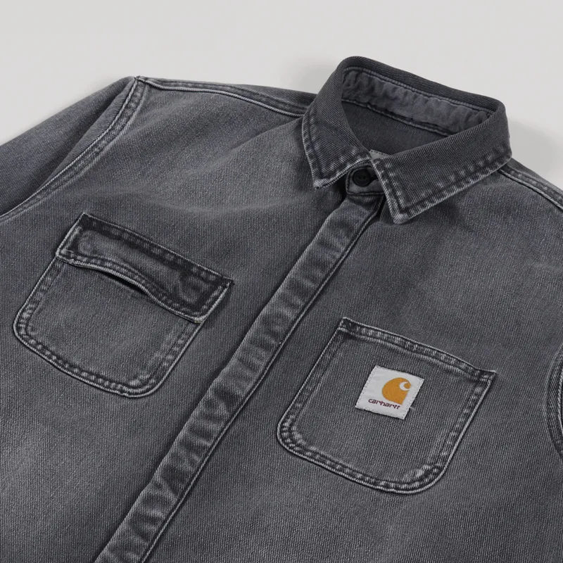 Carhartt WIP Salinac Shirt Jac Black Worn Bleached-3