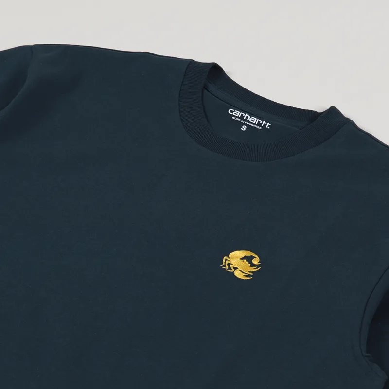 Carhartt WIP Mens Short Sleeve Scorpions C T Shirt Admiral Colza Carhartt WIP Mens Short Sleeve Scorpions C T Shirt Admiral Colza