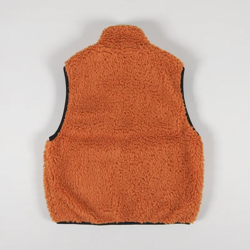 Stussy Mens Reversible Gilet Sherpa Fleece Vest Orange
