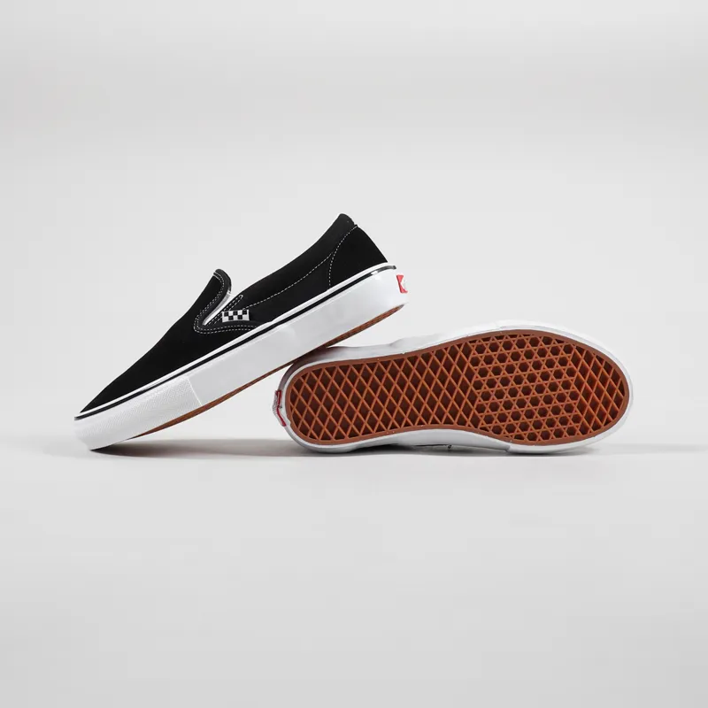 Vans Skate Slip-On Shoes Black White-1