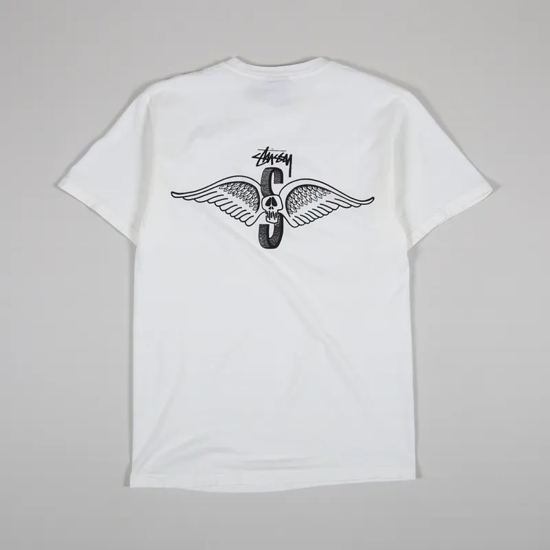 Stussy Mens Short Sleeve Skull Wings Pigment Dyed T Shirt
