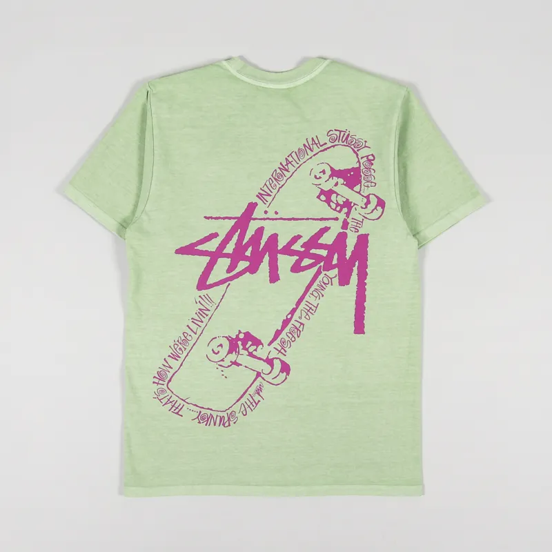 Stussy Mens Short Sleeve Skate Posse Pigment Dyed T Shirt Sage