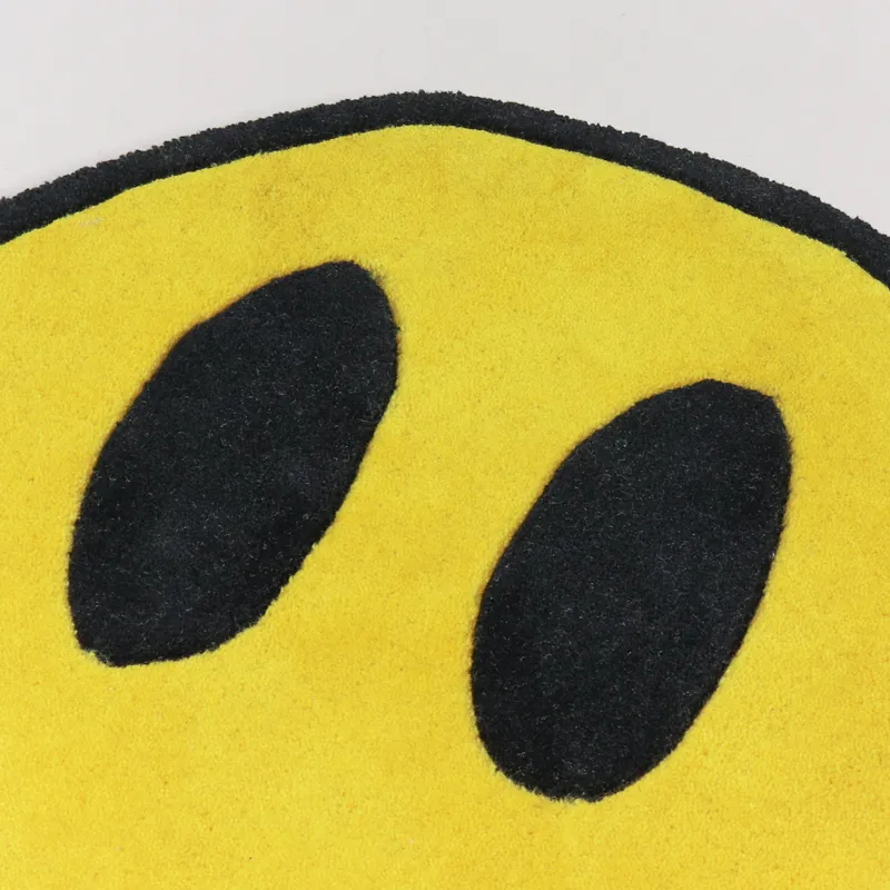 Civilist Skateboarding Smiler Face Rug Yellow Homeware Decoration