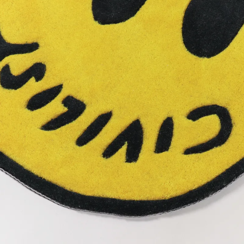 Civilist Skateboarding Smiler Face Rug Yellow Homeware Decoration