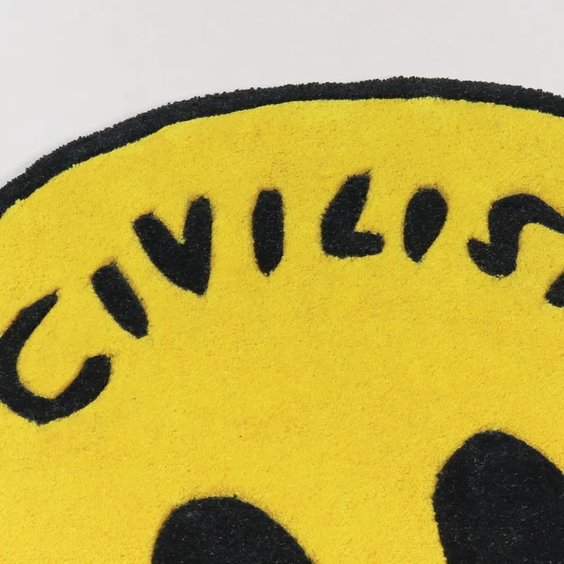 Civilist Skateboarding Smiler Face Rug Yellow Homeware Decoration