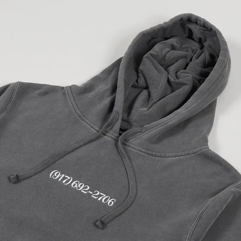 Call Me 917 Small Dialtone Pullover Hoodie Pigment Dyed Black-4
