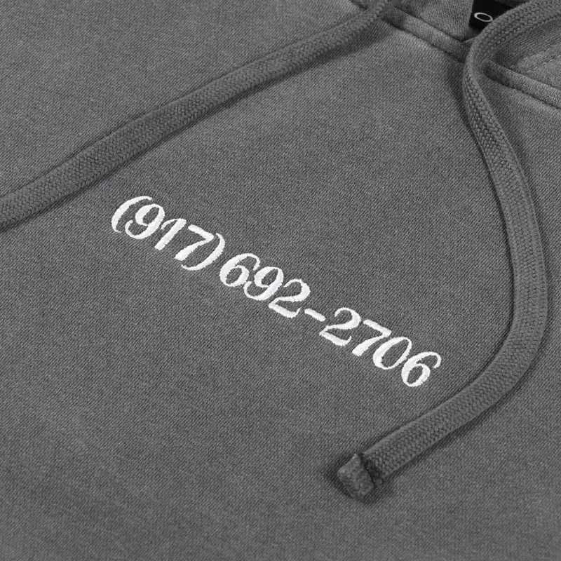 Call Me 917 Small Dialtone Pullover Hoodie Pigment Dyed Black-3