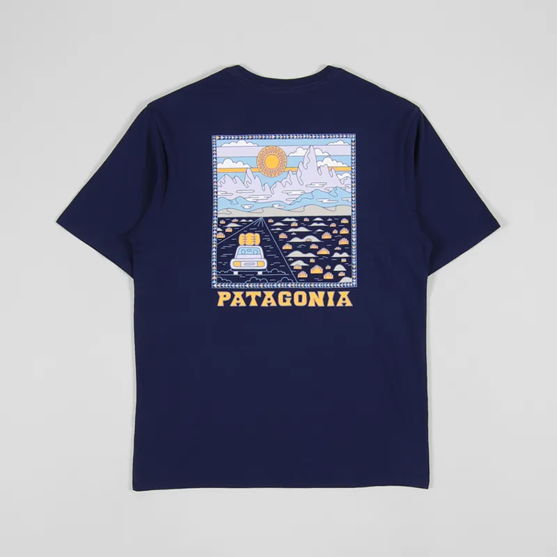 Patagonia Summit Road Organic T Shirt Classy Navy