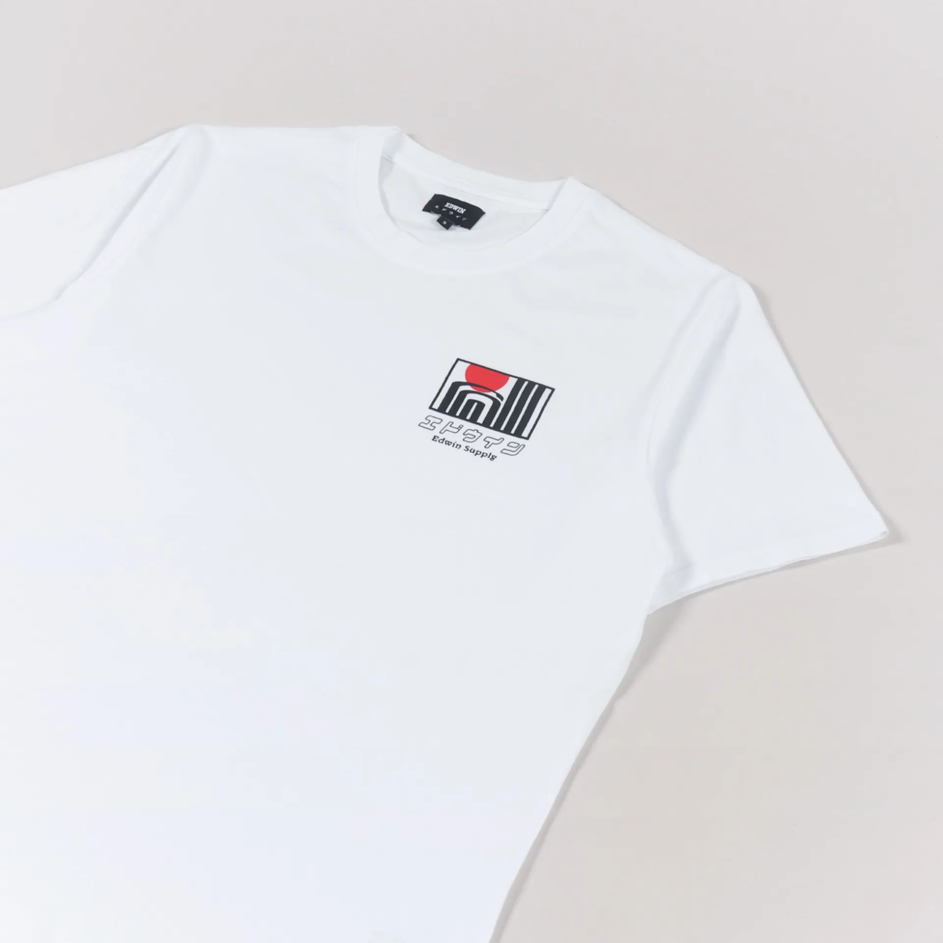 Edwin Mens Short Sleeve Sun Buildings Graphic T Shirt White