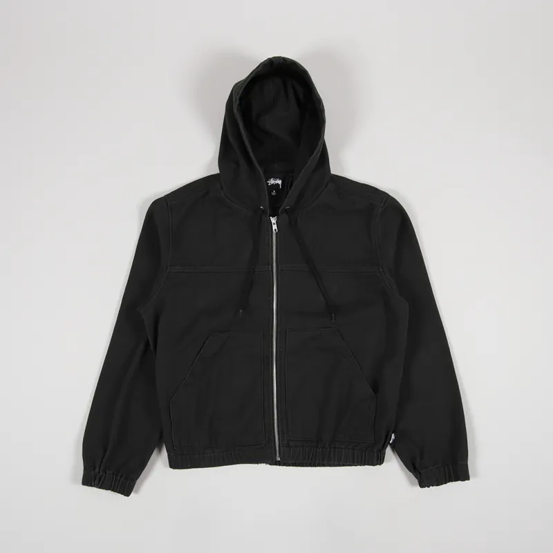 Stussy Tribe Mens Twill Solid Work Hooded Jacket Black