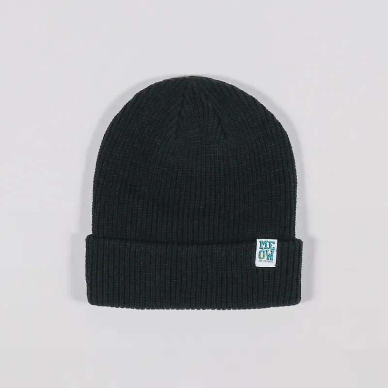 Meow Skateboards Logo Winter Stacked Beanie Black Hat