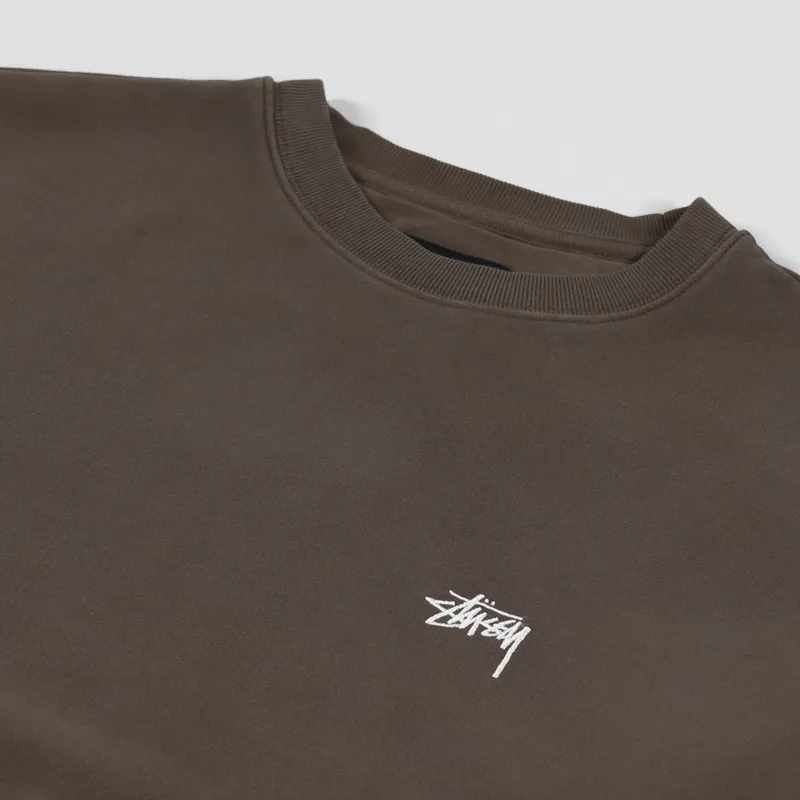 Stussy Stock Logo Crew Sweat Brown-6