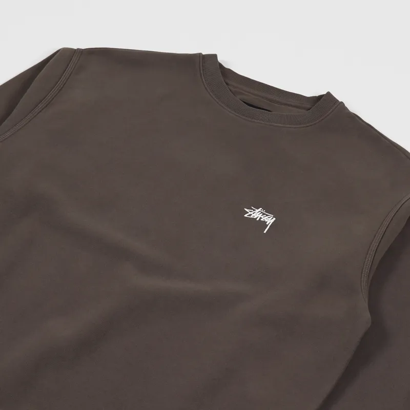 Stussy Stock Logo Crew Sweat Brown-2