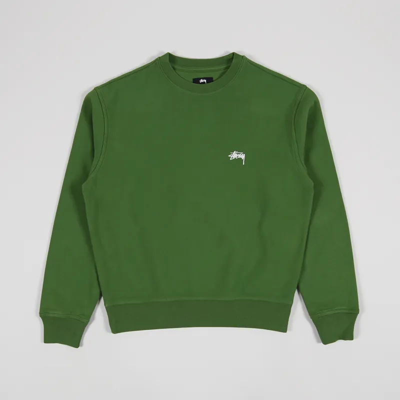 Stussy Stock Logo Crew Sweat Green