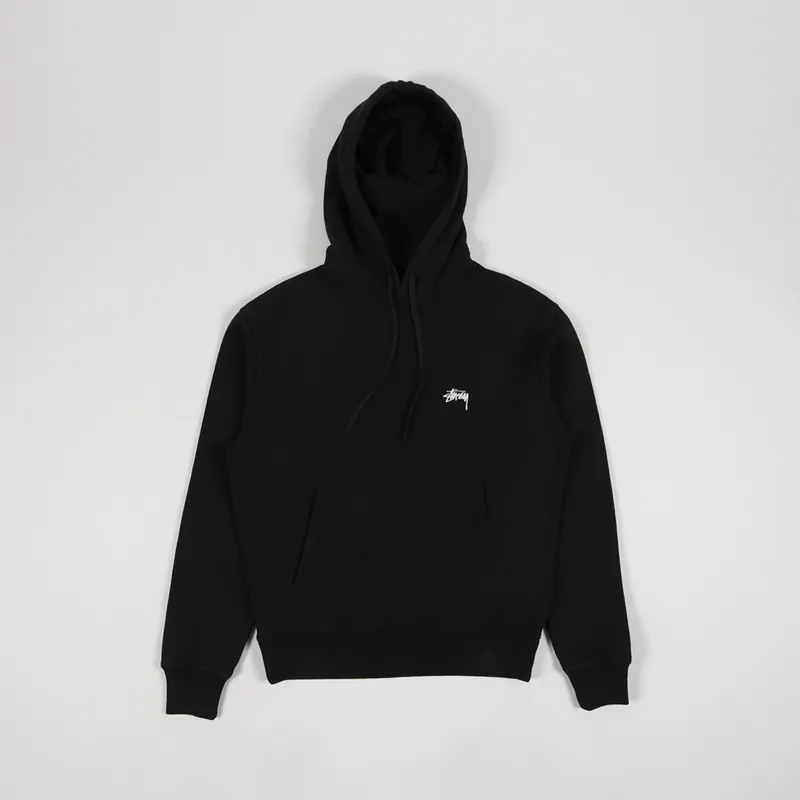 Stussy Mens Chest Stock Logo Pullover Hoodie Black Sweatshirt