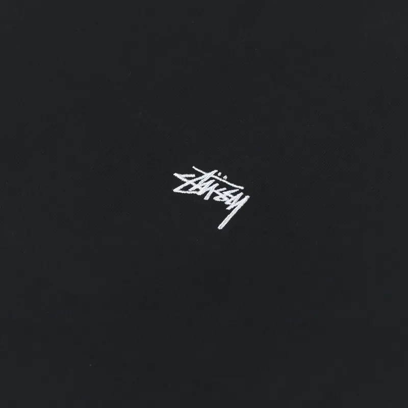 Stussy Stock Logo Long Sleeve Crew T Shirt Black-5