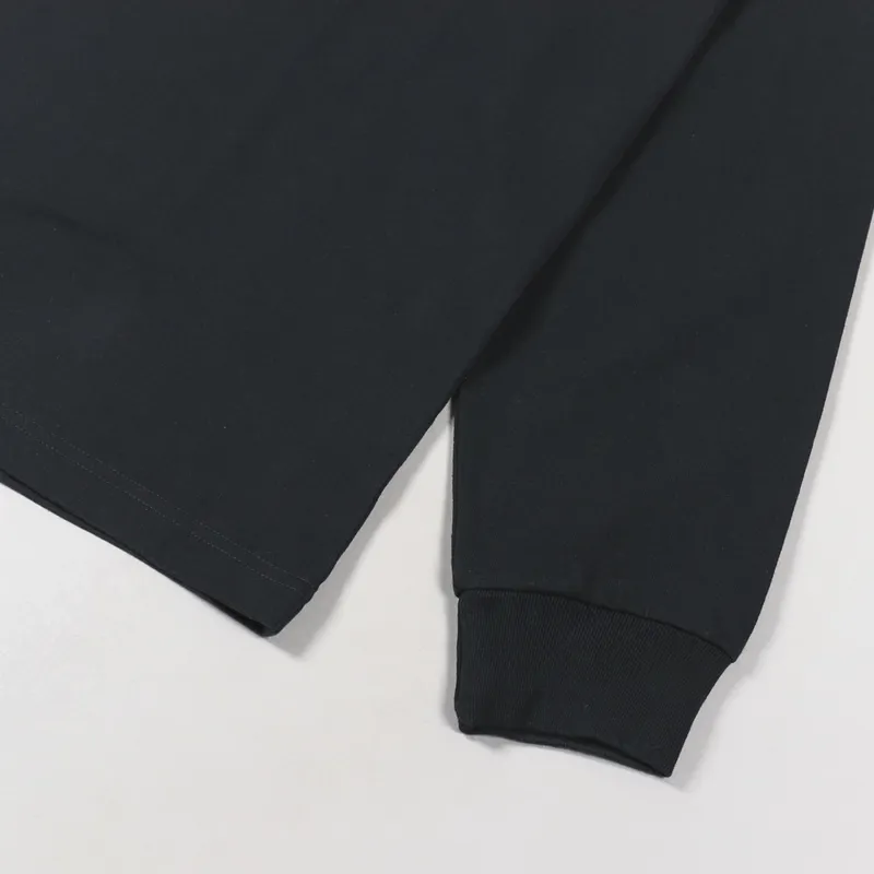 Stussy Stock Logo Long Sleeve Crew T Shirt Black-4