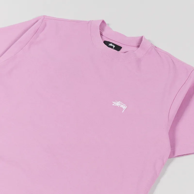 Stussy Stock Logo Crew T Shirt Pink-2