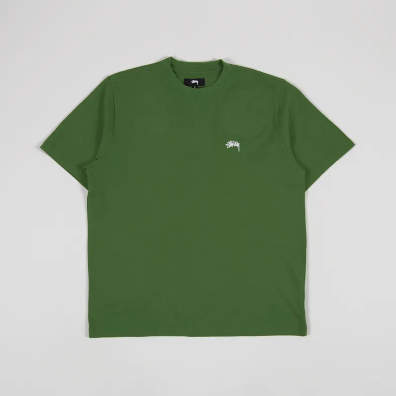 Stussy Stock Logo Crew T Shirt Green