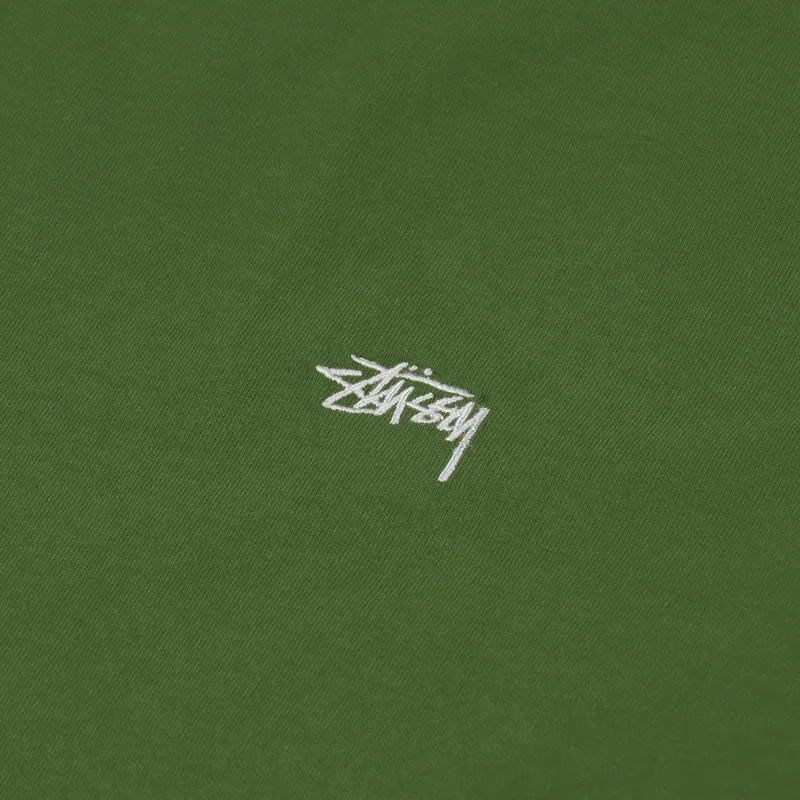 Stussy Stock Logo Crew T Shirt Green-1