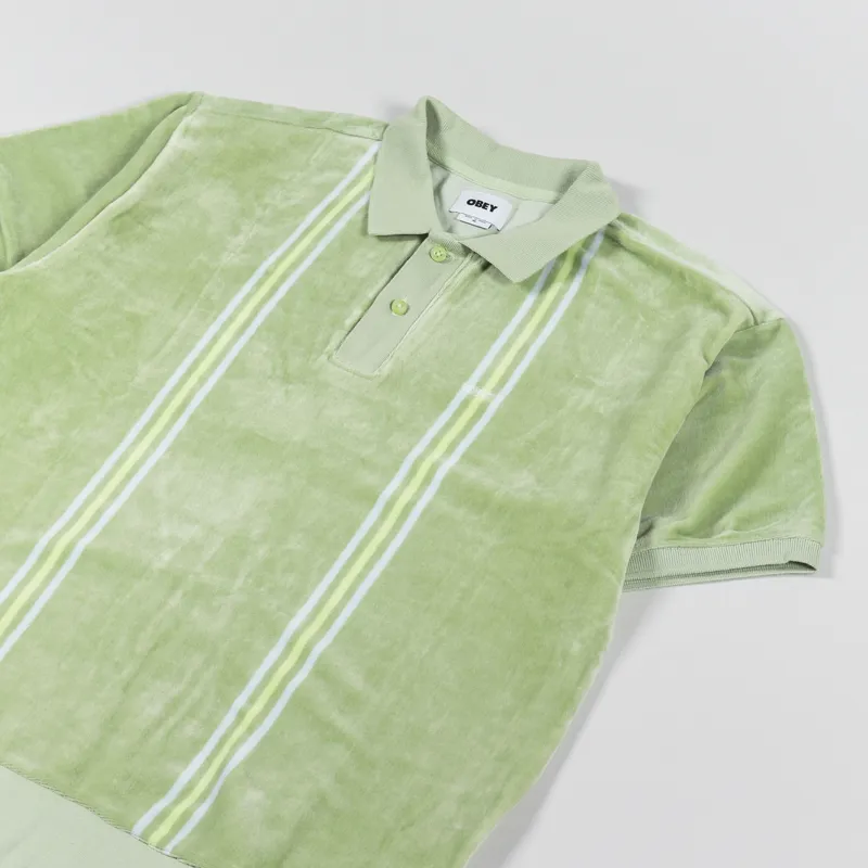 Obey Stefano Velour Polo Shirt Cucumber Multi-2