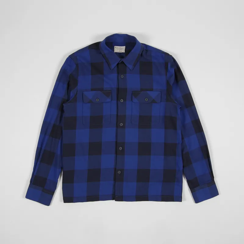 Nudie Jeans Sten Block Check Shirt Blue