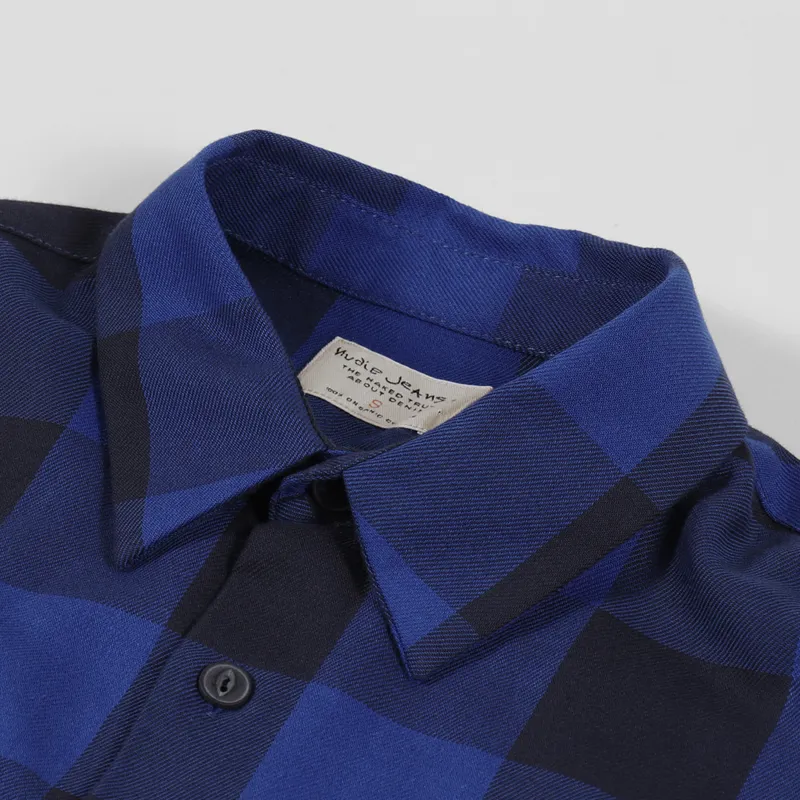 Nudie Jeans Sten Block Check Shirt Blue-7