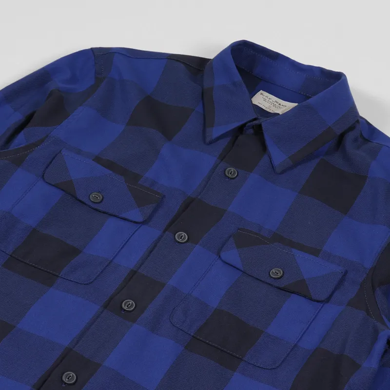 Nudie Jeans Sten Block Check Shirt Blue-2