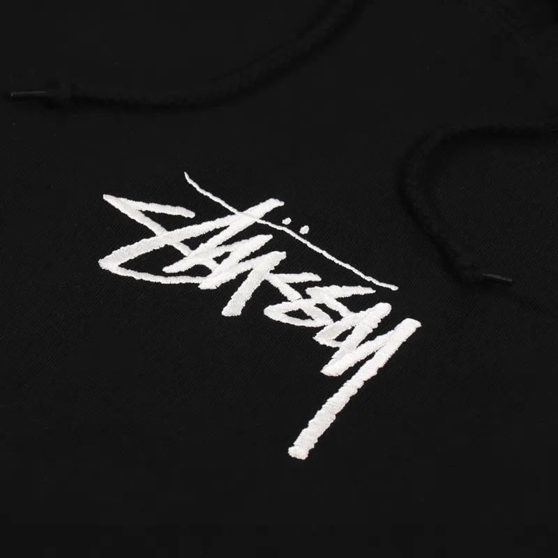 Stussy Mens Sweat Stock Logo Applique Pullover Hoodie Black