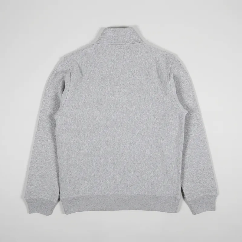 Stussy Mens Stock Logo Mock Zip Neck Sweatshirt Grey Heather