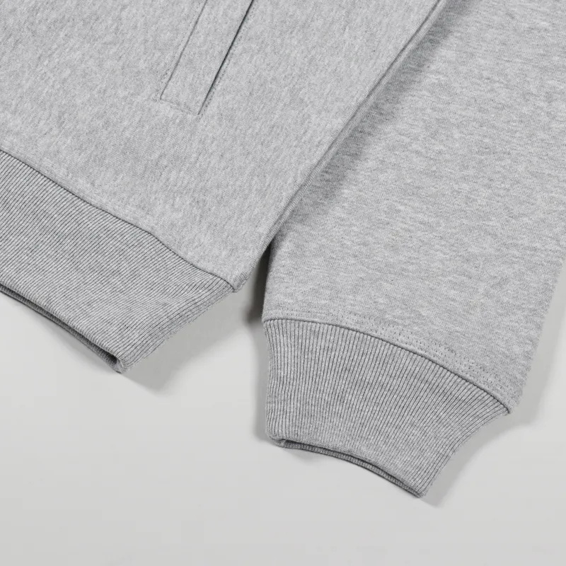 Stussy Mens Stock Logo Mock Zip Neck Sweatshirt Grey Heather