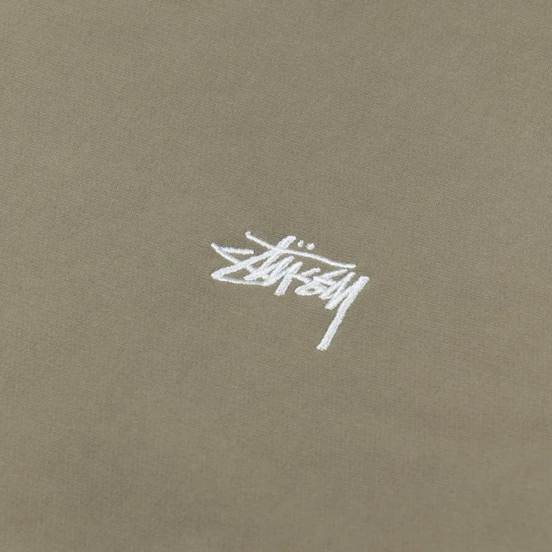 Stussy Mens Stock Logo Crew Neck Sweatshirt Khaki Green