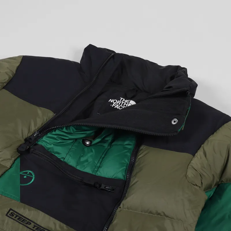 The North Face Mens Steep Tech Down Anorak Olive Evergreen Black