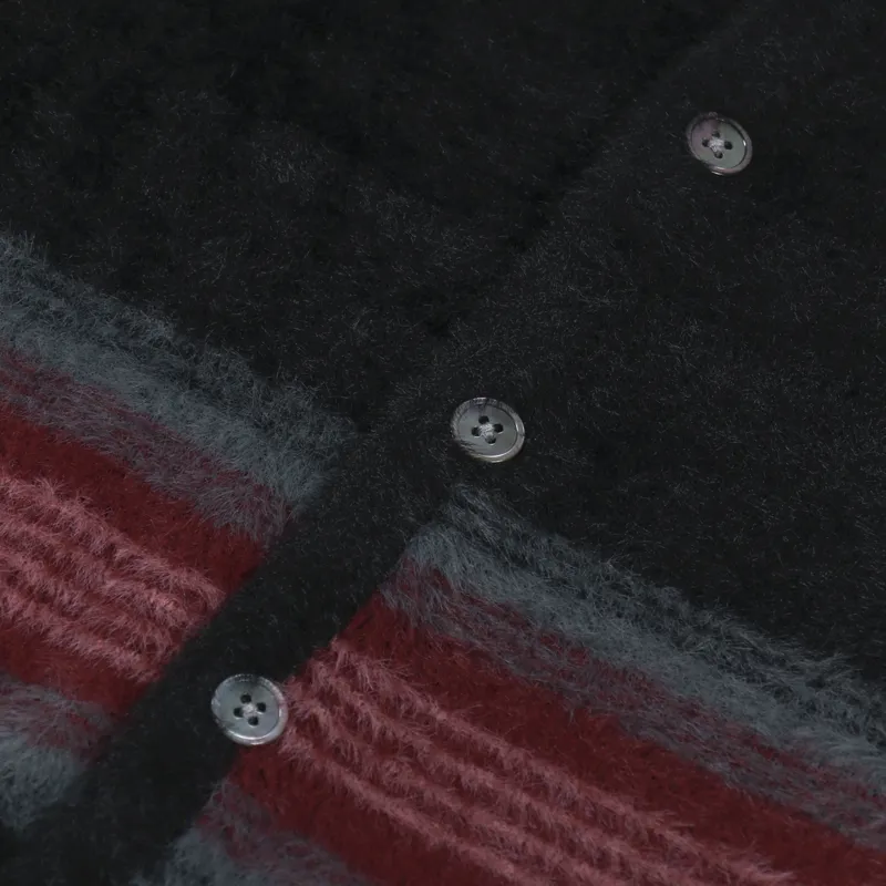 Stussy Mens Stripe Shaggy Cardigan Black