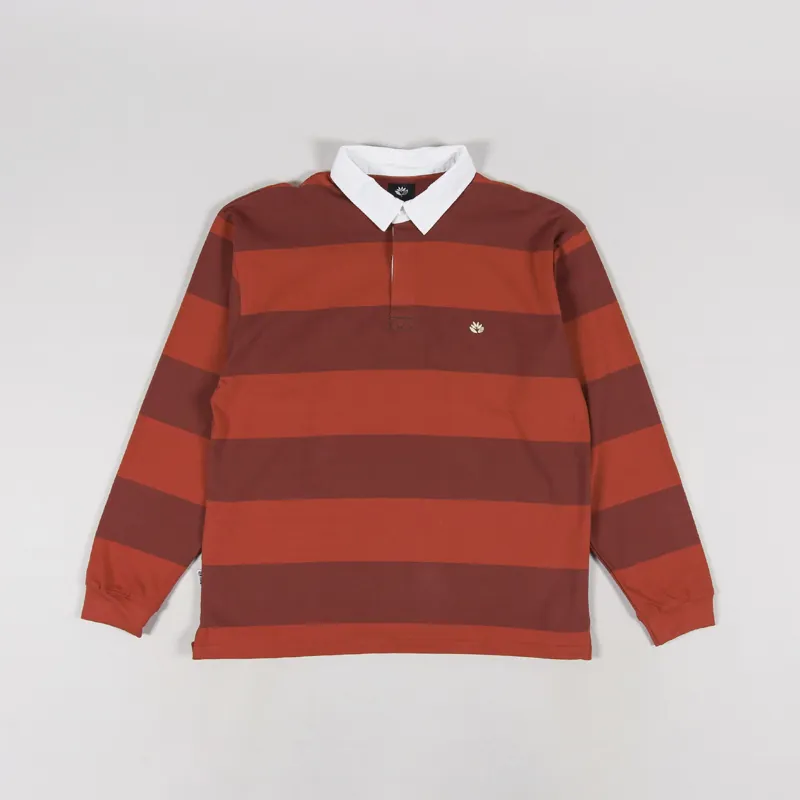 Magenta Striped Polo Shirt Orange
