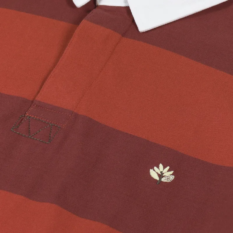 Magenta Striped Polo Shirt Orange-5