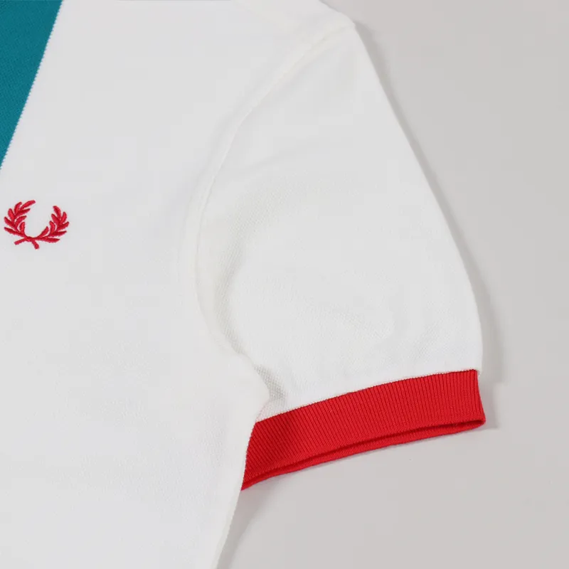 Fred Perry Stripe Funnel Neck Polo Shirt Ecru-6