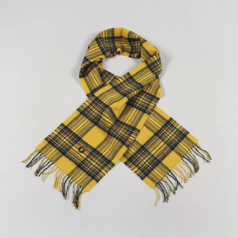 Fred Perry Stewart Tartan Scarf Chrome Yellow-1