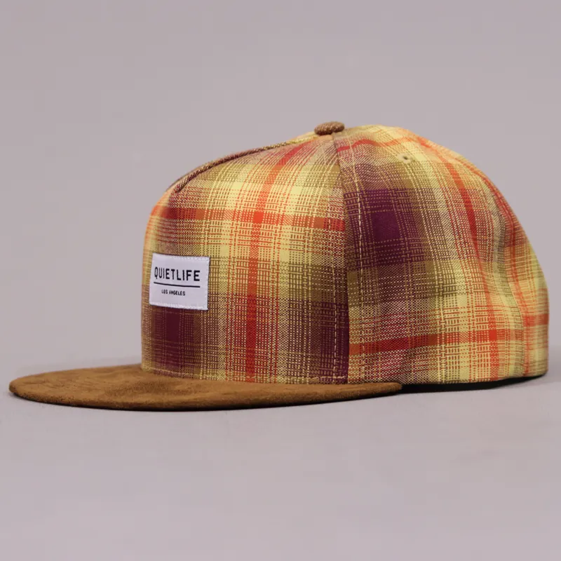 The Quiet Life Snapback Cap - Plaid and Brown Suede