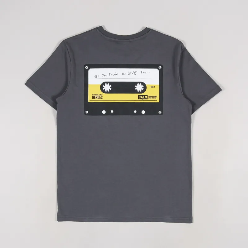 Working Class Heroes x CALM Tape T Shirt Anthracite