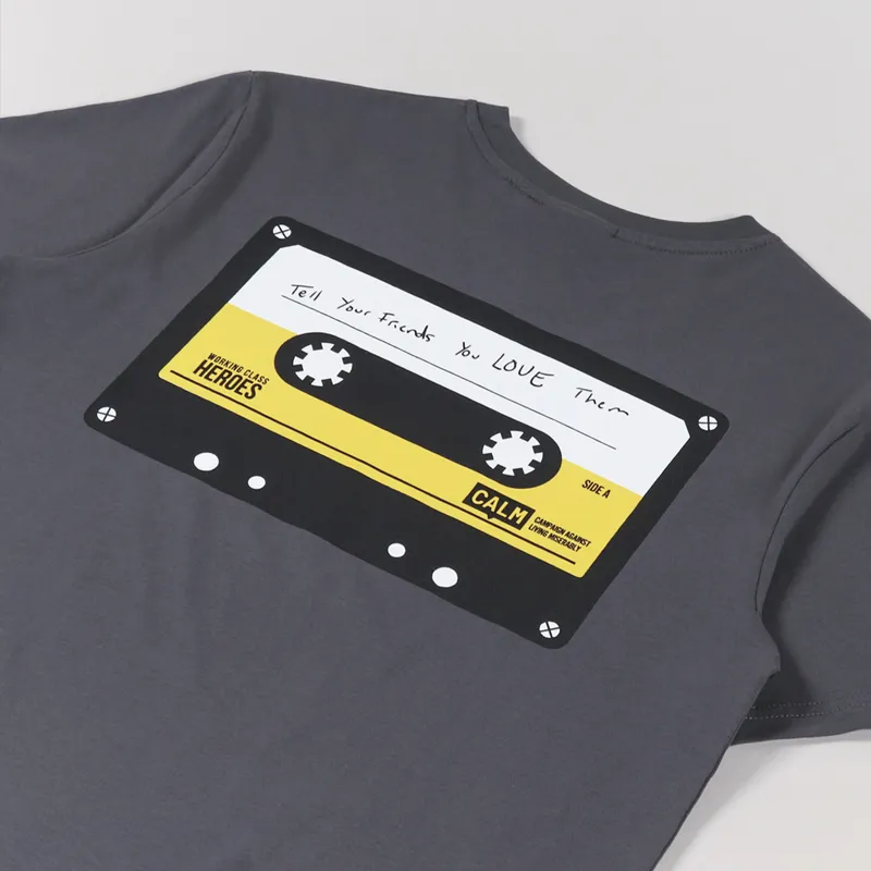 Working Class Heroes x CALM Tape T Shirt Anthracite-2