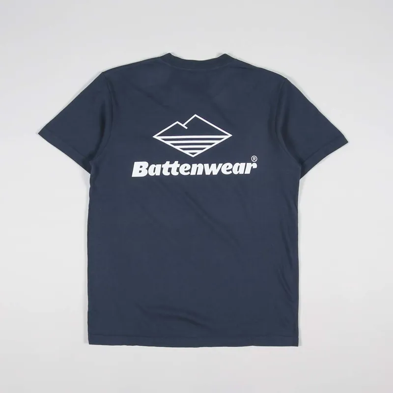 Battenwear Mens Short Sleeve Team Logo Pocket T Shirt Navy