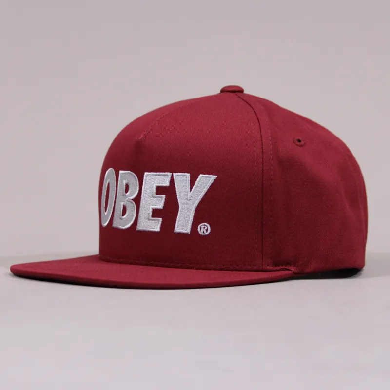 Obey The City Snapback Cap - Burgundy