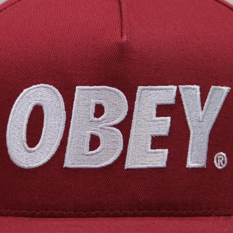 Obey The City Snapback Cap - Burgundy-2