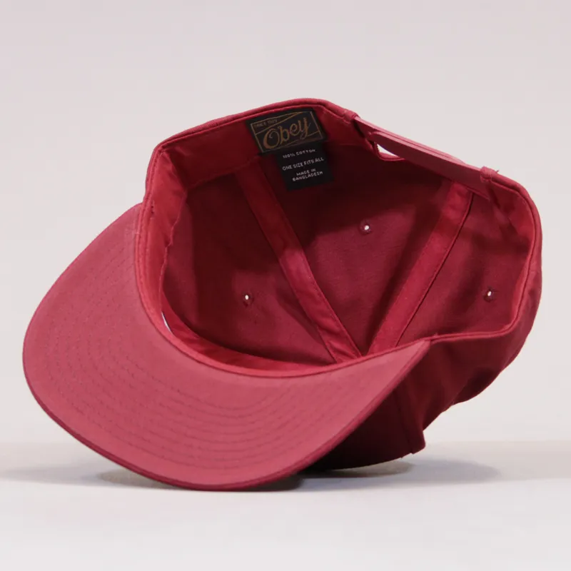 Obey The City Snapback Cap - Burgundy-4
