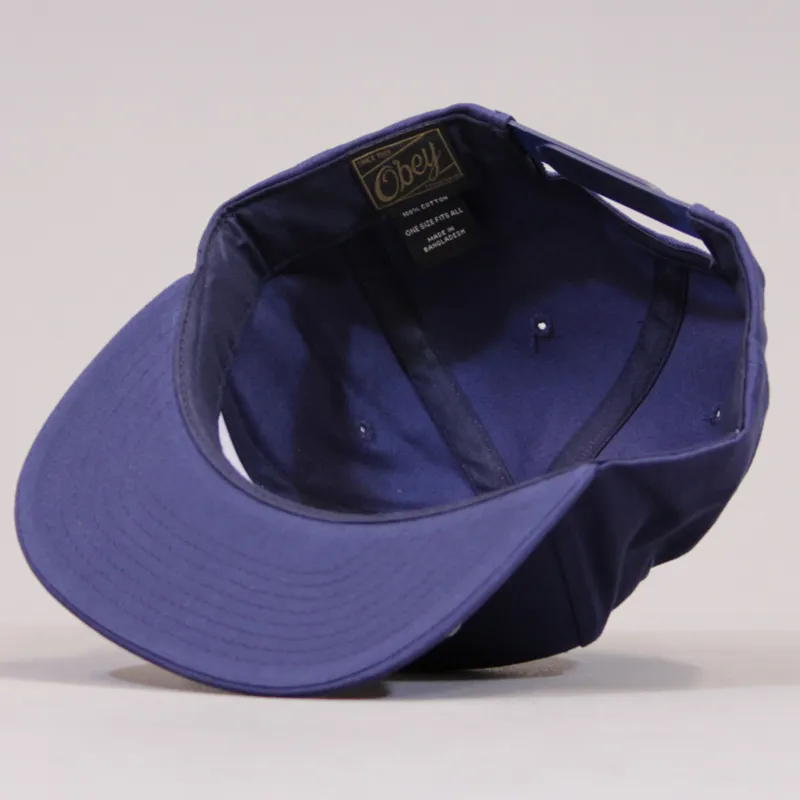 Obey The City Snapback Cap - Light Navy-4